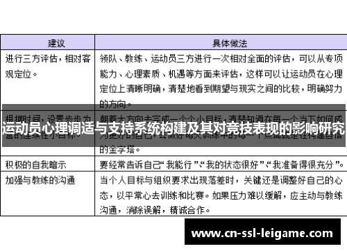 运动员心理调适与支持系统构建及其对竞技表现的影响研究